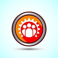 Teamwork Icon Design Illustration, Cooperation Icon For Apps and Websites, Orange Shadow Button Design vector