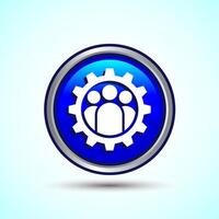 Teamwork Icon Design Illustration, Cooperation Icon For Apps and Websites, Blue Color Round Button Design vector