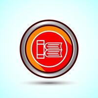 Book Icon Design Illustration, Book Icon For Apps and Websites, Orange Shadow Button Design vector