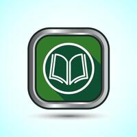 Book Icon Design Illustration, Book Icon For Apps and Websites, Green Shadow Button Design vector