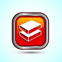 Book Icon Design Illustration, Book Icon For Apps and Websites, Orange Color Square Button Design vector
