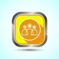 Teamwork Icon Design Illustration, Cooperation Icon For Apps and Websites, Yellow Shadow Button Design vector