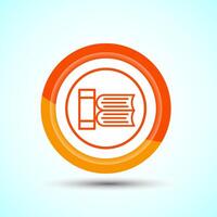 Book Icon Design Illustration, Book Icon For Apps and Websites, Orange Color Button Design vector