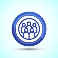 Teamwork Icon Design Illustration, Cooperation Icon For Apps and Websites, Blue Color Button Design vector