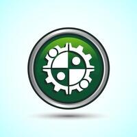 Teamwork Icon Design Illustration, Cooperation Icon For Apps and Websites, Green Color Round Button Design vector