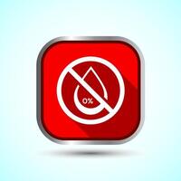 Alcohol Free Icon Design Illustration, No Alcohol Sign, Red Shadow Button Design vector