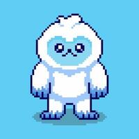 Pixel art Cute Yeti game asset design vector