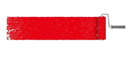Abstract Red Grunge Texture Background Illustration With A Paint Roller Isolated On A White Background. vector