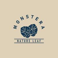 monstera logo, nature leaf icon symbol illustration design template vector