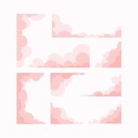 Collection item set of flat pink clouds illustrations vector