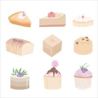 collection of handrawn elements for bakery vector