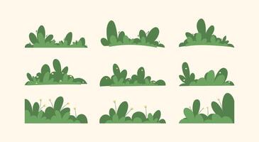Collection set of border grass in flat design vector