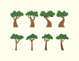 Set of tree collection hand drawn flat design element vector