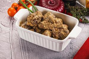 Beef liver with cream sauce photo