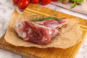 Raw lamb shank for cooking photo