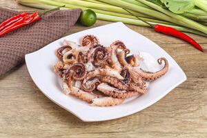 Grilled octopus tentacle sliced appetizer photo