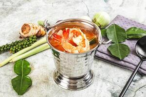 Tom Yum soup with prawn photo