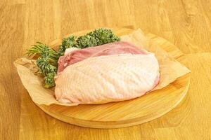 Raw duck breast for cooking photo