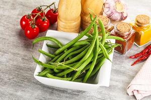 Raw green bean string uncooked photo