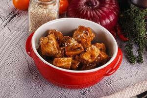 Chicken fillet with soya teriyaki sauce photo