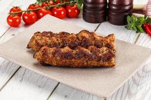 Chicken kebab minced meat and spices photo
