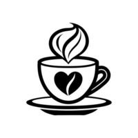 Coffee cup icon with heart shape illustration vector