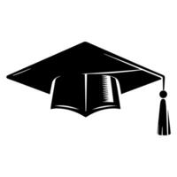 A black and white graduation cap with a tassel vector