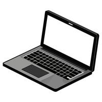 An open laptop computer with a blank screen vector
