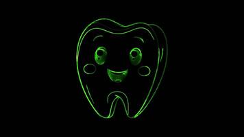 Neon frame effect, Tooth Represents dental health on black background video