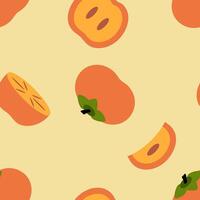 Retro style seamless pattern with persimmons. Perfect background for card, label, textile, fabric, paper. Hand drawn illustration. vector