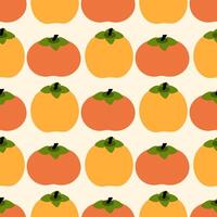 Seamless pattern with simple flat style persimmons. Perfect print for card, label, textile, fabric, paper. Hand drawn illustration. vector