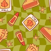 Fall Pie and Lip Balm Autumn Checkerboard Pattern vector