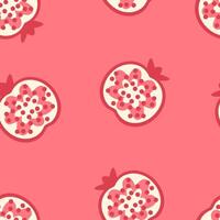 Autumn seamless pattern with pomegranate slices. Perfect art background for banner, card, textile, fabric, paper, sale. Hand drawn illustration. vector