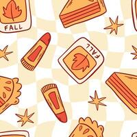 Fall Pie and Lip Balm Autumn Checkerboard Pattern vector