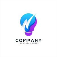 Abstract bulb with thunder logo design vector