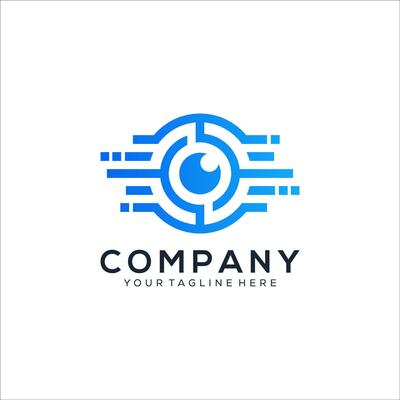 Abstract eye tech logo design