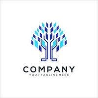 Abstract tree technology logo design vector