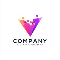 Abstract colorful teamwork logo design vector