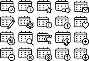 Calendar and Date Set, Time and Date Set, Schedule, Deadline Symbol and Event Calendar Set vector