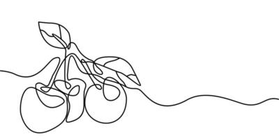 continuous line drawing of Christmas cherries. abstract line art illustration vector