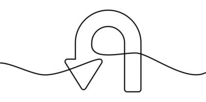 continuous line drawing of back arrow symbol. abstract line art illustration vector