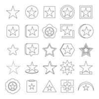 collection of sketches of star icons with modern shapes vector