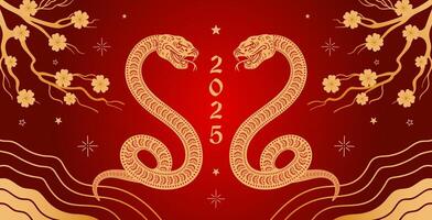 Chinese New Year of the Year of the Snake. Asian style. A striking serpent coils elegantly and smoothly, symbolizing the deep concepts of rebirth and eternity. For advertising, website, poster, flyer. vector