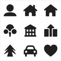 Black Filled Icon Set Silhouette on White Background vector