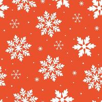 Seamless winter pattern with snowflakes on a red background. graphics. vector