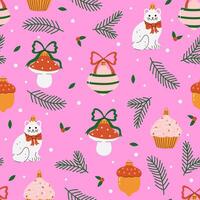 Seamless pattern with Christmas tree toys. graphics. vector