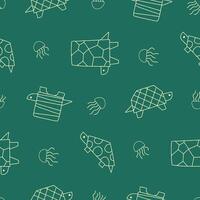 Outline Turtle Jellyfish Animal Seamless Pattern illustration Design vector