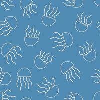 Outline Bunch of Jellyfish Seamless Pattern illustration Design vector