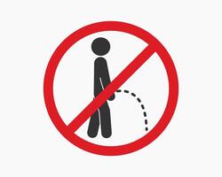 No Peeing icon symbol. wc Pissing prohibited sign. Urinate not allowed. No peeing on floor. illustration image. Isolated on white background. vector