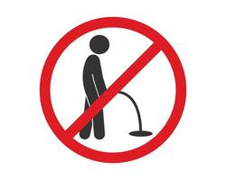 No Peeing icon symbol. Pissing prohibited sign. Urinate not allowed. No peeing on floor illustration image. Isolated on white background. vector